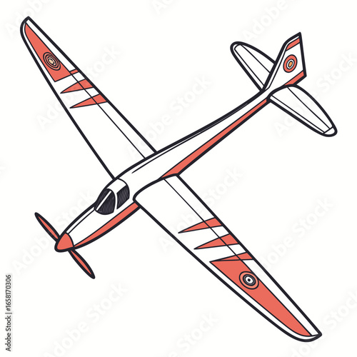Vintage Glider Airplane Illustration