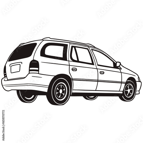 Black and white station wagon car