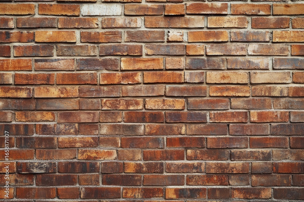Obraz premium Rustic brick wall with weathered texture and aging mortar. AI generated