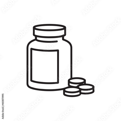 Medicine Bottle Icon Representing Healthcare Pills Pharmacy Drugs Prescription Health and Treatment