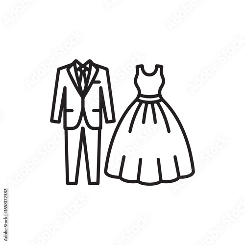 Formal Outfit Icon Representing Fashion Wedding Attire Suit Dress Event Style and Elegant Clothing