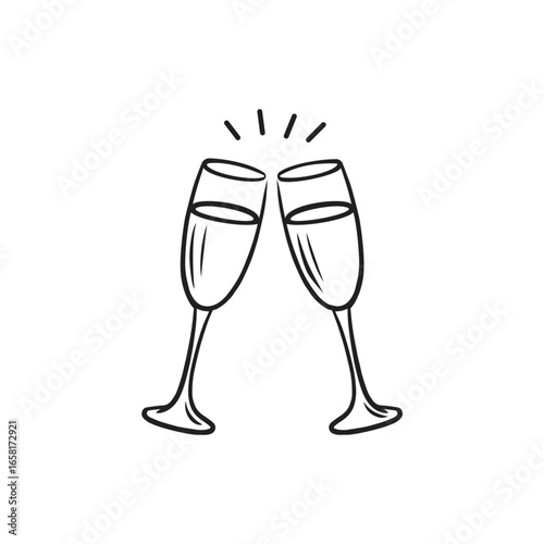 Champagne Glasses Icon Representing Celebration Toast Party Cheers Event Festivity and Special Moments
