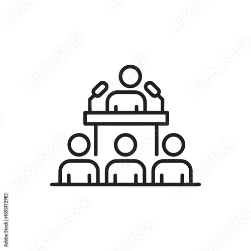Public Speaking Icon – Speaker at Podium with Audience