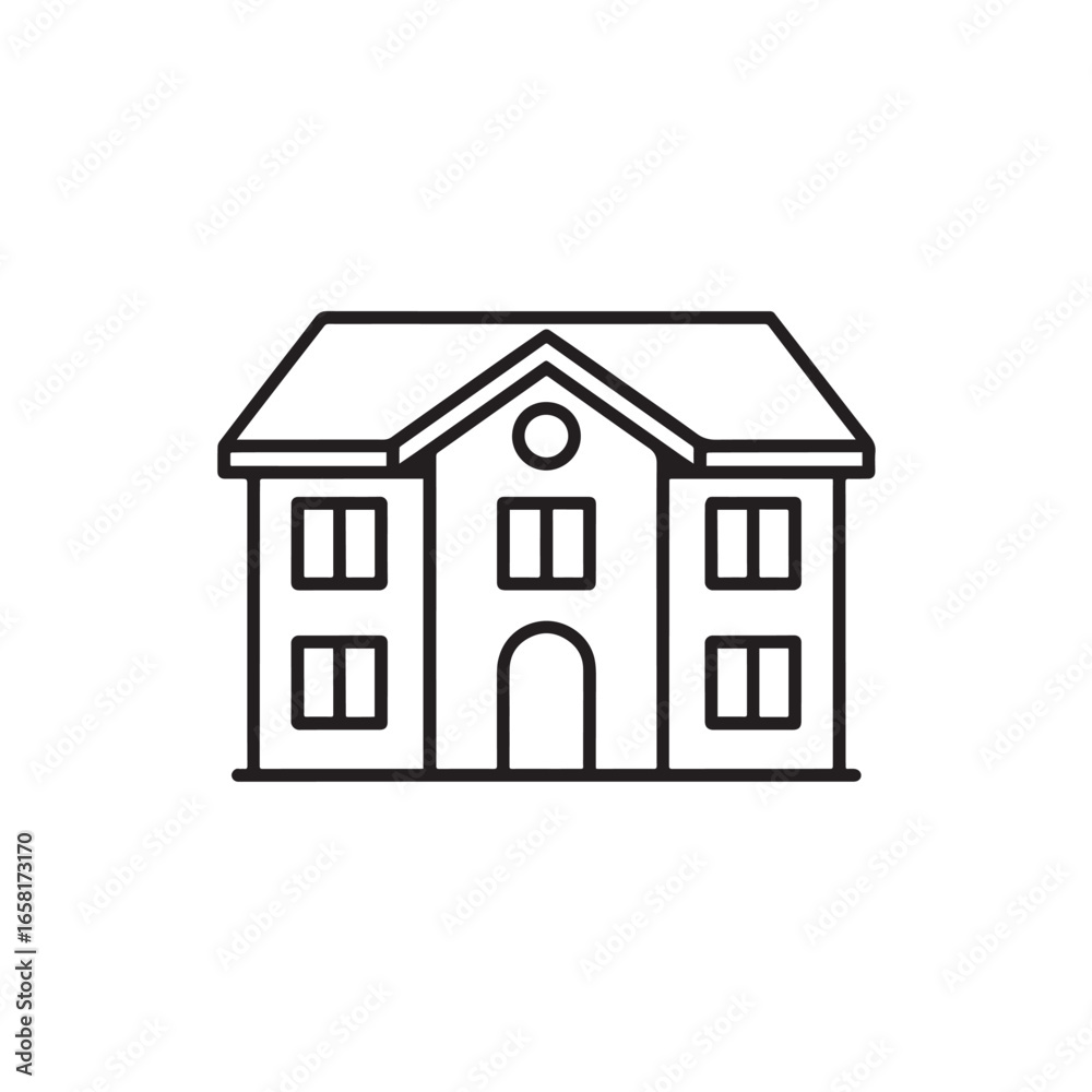Large House Icon Representing Residential Living Family Home Real Estate and Suburban Architecture Large House Icon Representing Residential Living Family Home Real Estate and Suburban Architecture