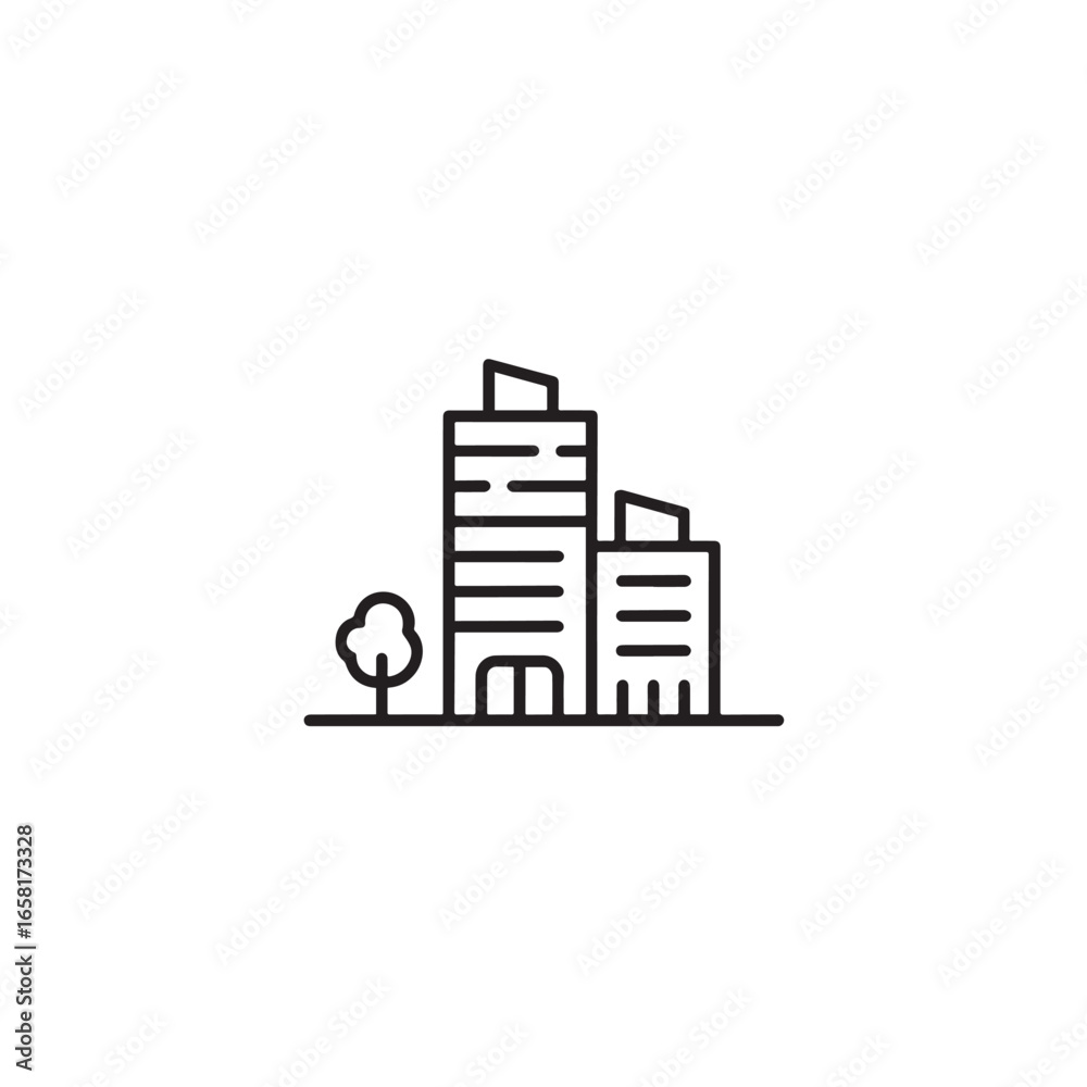 Obraz premium Modern Apartment Building Icon Representing Urban Living Real Estate Residential Housing and City Life