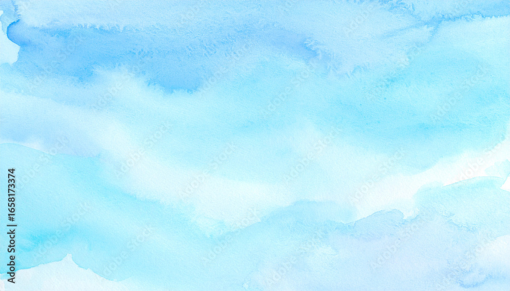 Obraz premium The picture depicts a watercolor painting with a predominantly blue color scheme. The hues vary in intensity, ranging from light sky blue to deeper shades