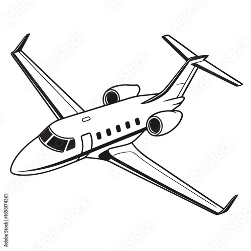 Airplane Illustration Black and White