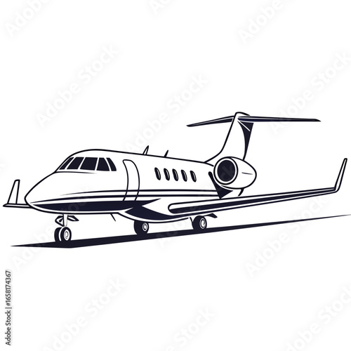 Business Jet Aircraft Side View Illustration
