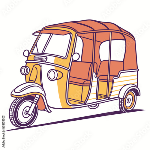 Colorful Auto Rickshaw Illustration