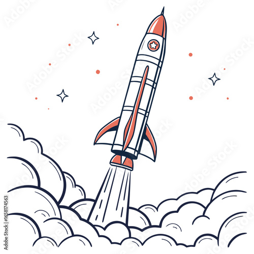 Retro Rocket Launching into Space