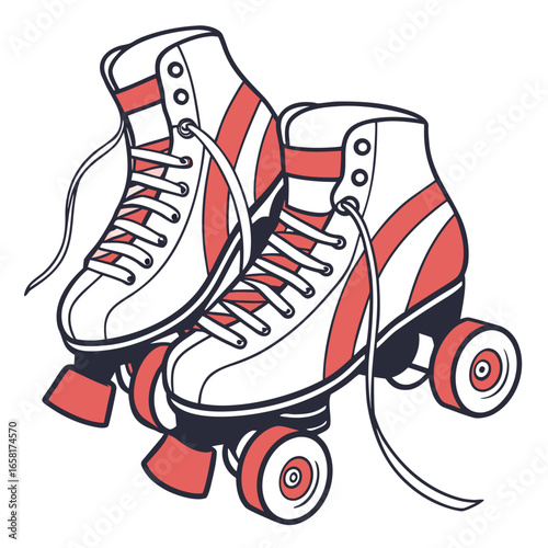 Groovy Retro Roller Skate Illustration