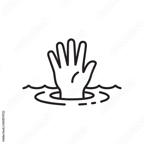 Drowning hand help icon