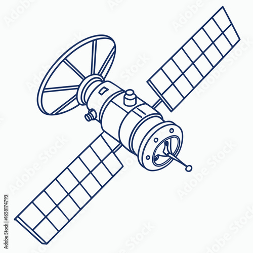 Conceptual Satellite Line Drawing Art