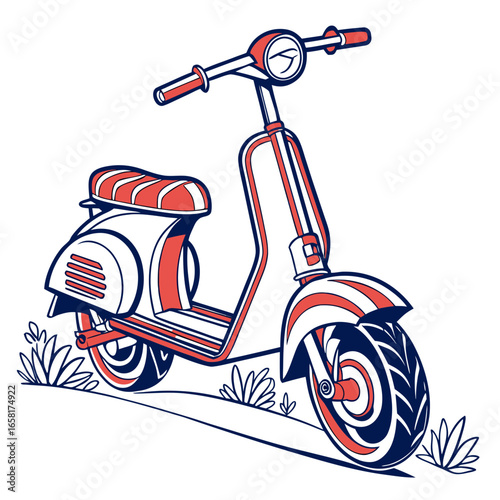 Vintage Motor Scooter Illustration