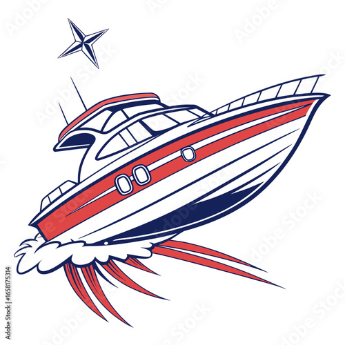 Stylized Motor Yacht Illustration