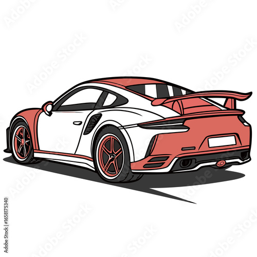 Sleek White and Red Sports Car