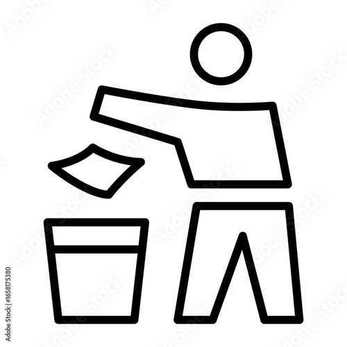 Do not litter icon. Waste disposal prohibition. Environmental protection symbol. Vector illustration. Outline Icon