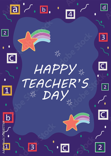Print Happy teacher's day  mobile  wallpaper ,card  illustration  background ,  stories, social media poster student and teacher background Creative concept of   Abstract Shapes Background for  banner