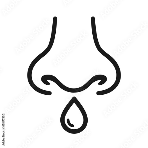Runny nose symbol, representing allergies, cold, flu, and seasonal illness symptoms.