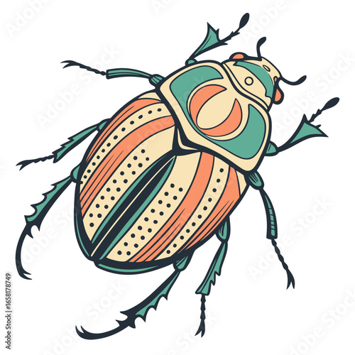 Decorative Stylized Beetle Illustration