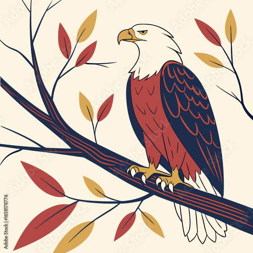 Eagle perched on a tree branch
