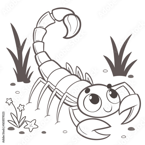 Cute Cartoon Scorpion Coloring Page