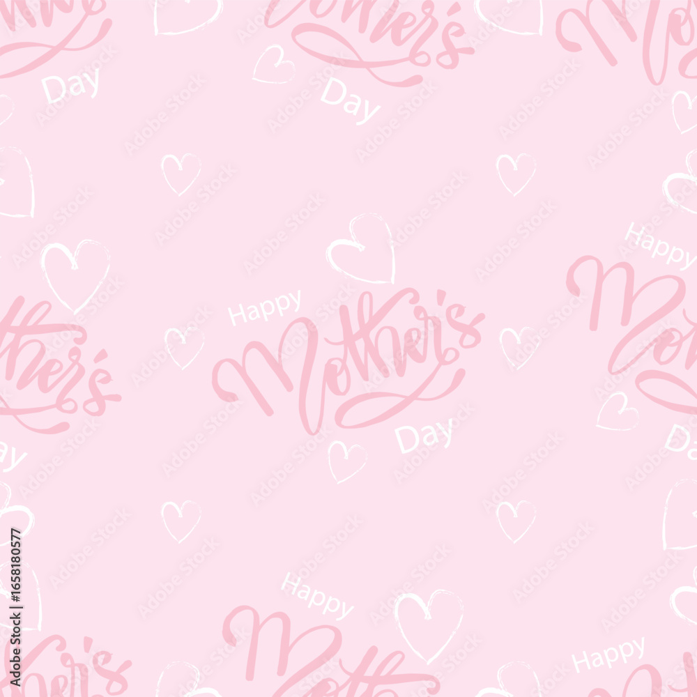 Naklejka premium Seamless pattern with lettering Happy Mother's Day. Vector illustration.