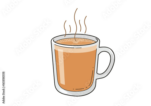 Hot Beverage A steaming beverage illustration on a white background for blogs/ads