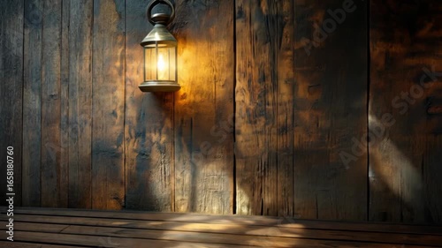 Wallpaper Mural Warmly lit rustic wooden interior with lanterns casting soft shadows on the walls Torontodigital.ca