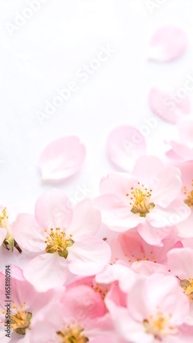Delicate pink blossoms on white