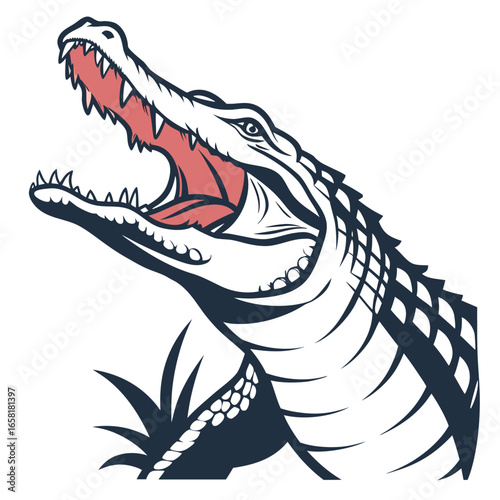 Fierce Alligator Head Roaring Vector