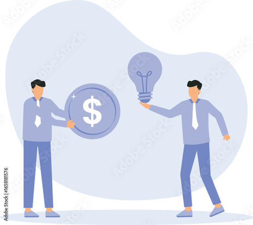 Venture capital and project pitching,funding or venture capital investment, selling idea for money, investment for startup project concept

