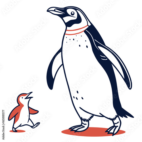 Penguin Parent and Chick Illustration