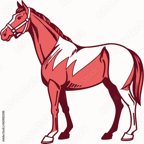 Standing Red Paint Horse Mascot