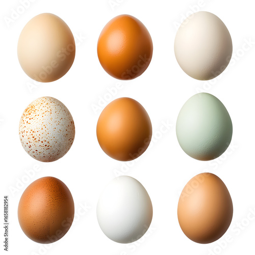 Fresh Eggs Arranged in Groups Showcase, Farmhouse Product Photo