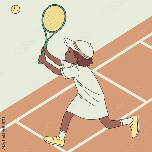 Young Tennis Player Hitting a Tennis Ball