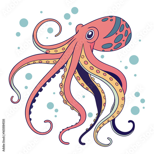 Coral Octopus Illustration