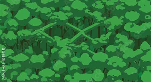 Forest canopy with an aerial structure could be used for a park design