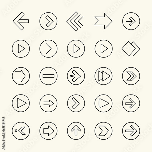 Collection of outline arrow icons on a light background