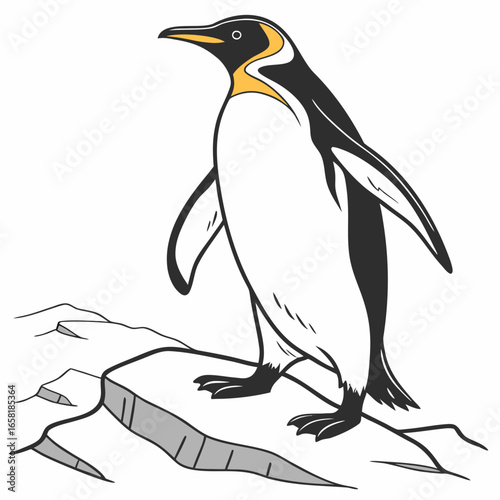 King Penguin on Iceberg Illustration