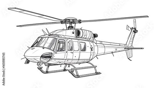 Detailed line drawing of a helicopter (2)