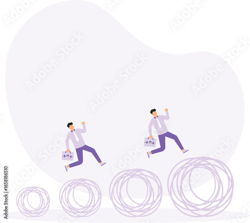 Avoid business trouble risk,thinking to overcome difficulty, trouble or emotional problem,solving problem concept
