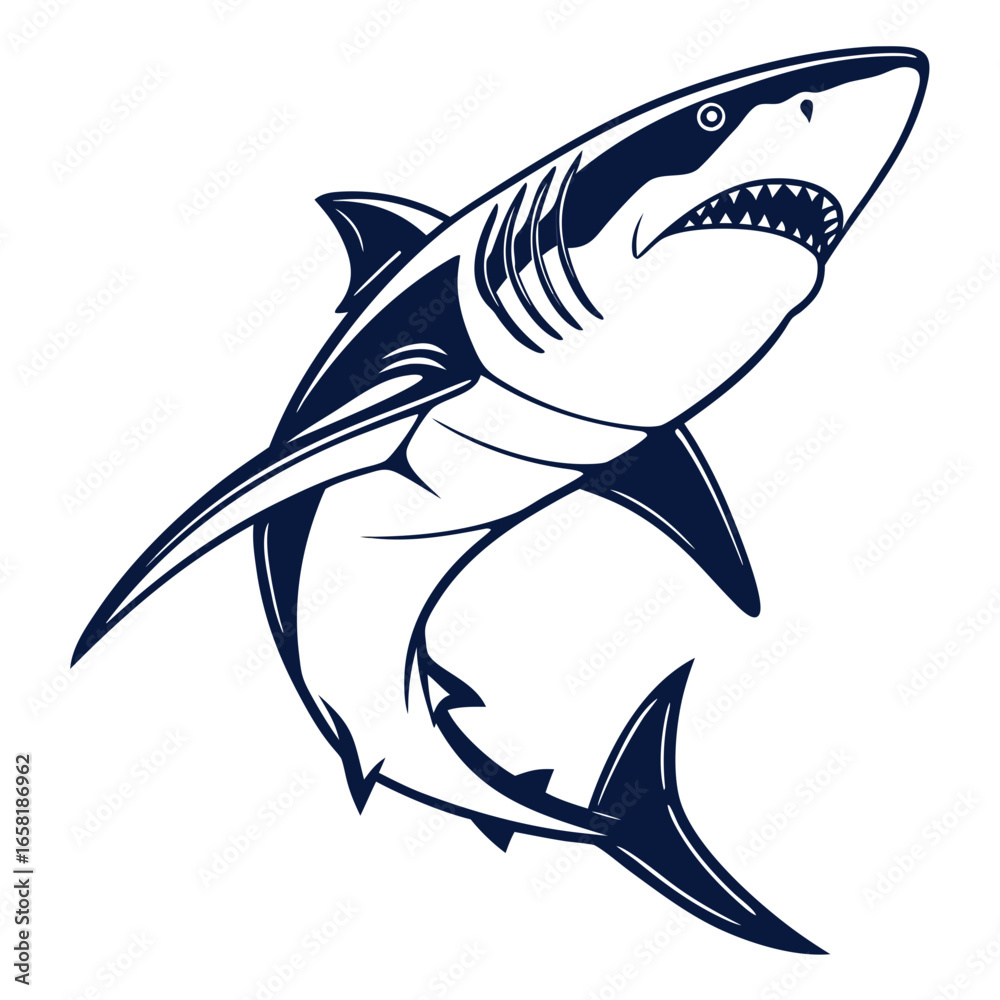 Naklejka premium Shark Illustration Tattoo Design