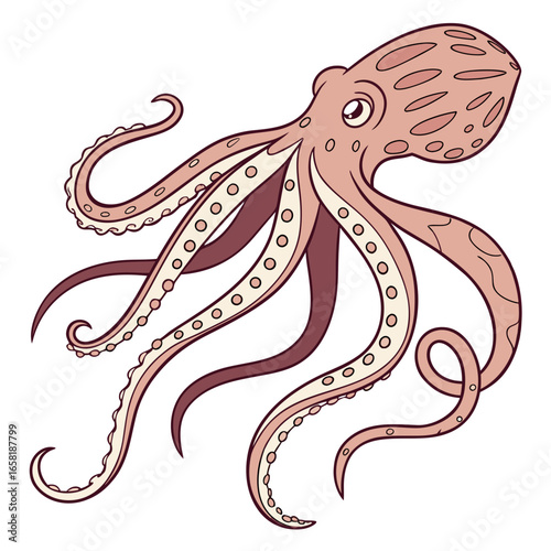 Vibrant Oceanic Octopus Drawing