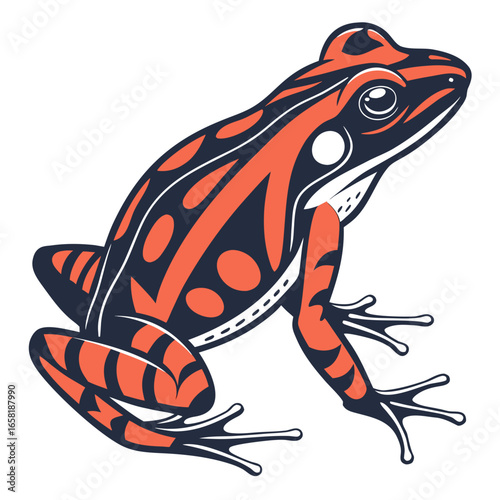 Stylized Frog Design with Vibrant Patterns