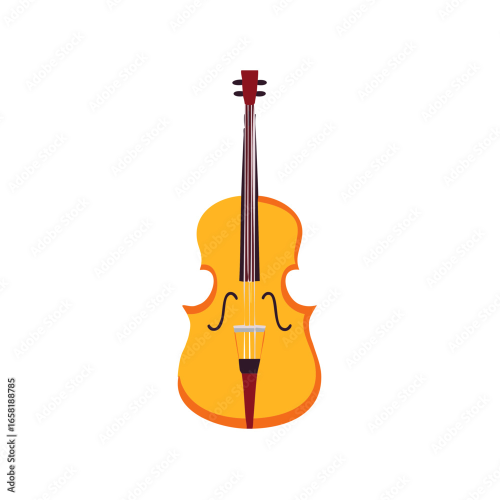 Fototapeta premium Illustration of a Yellow Cello with Red Accents on White Background