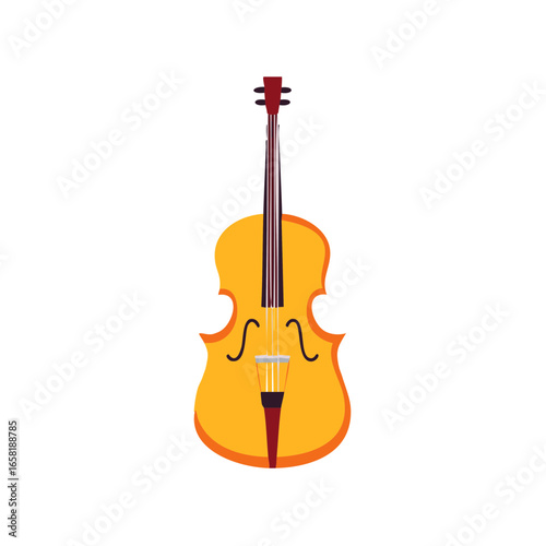 Illustration of a Yellow Cello with Red Accents on White Background