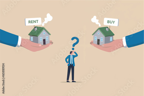 Decision making in real estate investment a businessman contemplates buying or selling a house in a complex market scenario