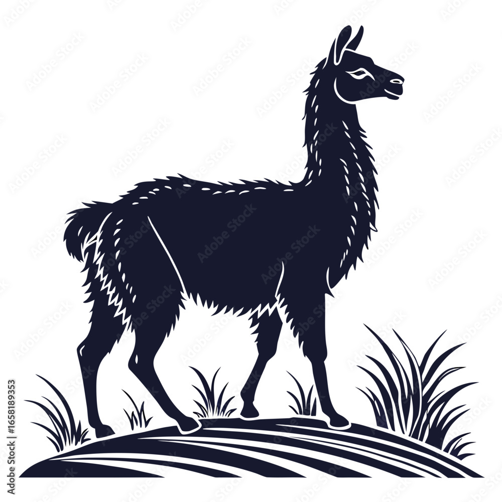 Fototapeta premium Majestic Llama Silhouette Illustration