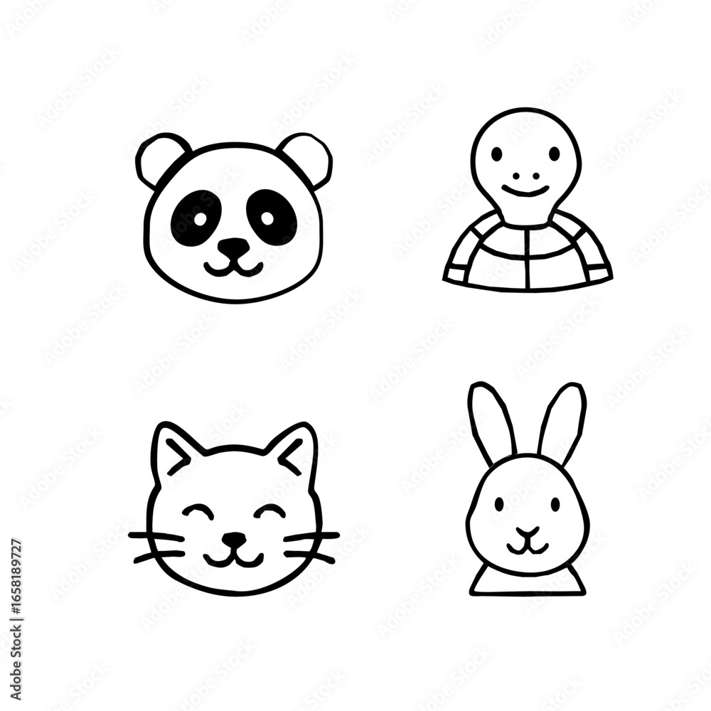 Fototapeta premium Cute Pet Animals Outline Vector Set. Dog and Cat Outline Vector Illustrations. Minimalist Pet Outline Vector Collection. Domestic Pets Line Art Vector Pack. Editable Pet Animals Outline Artwork. 